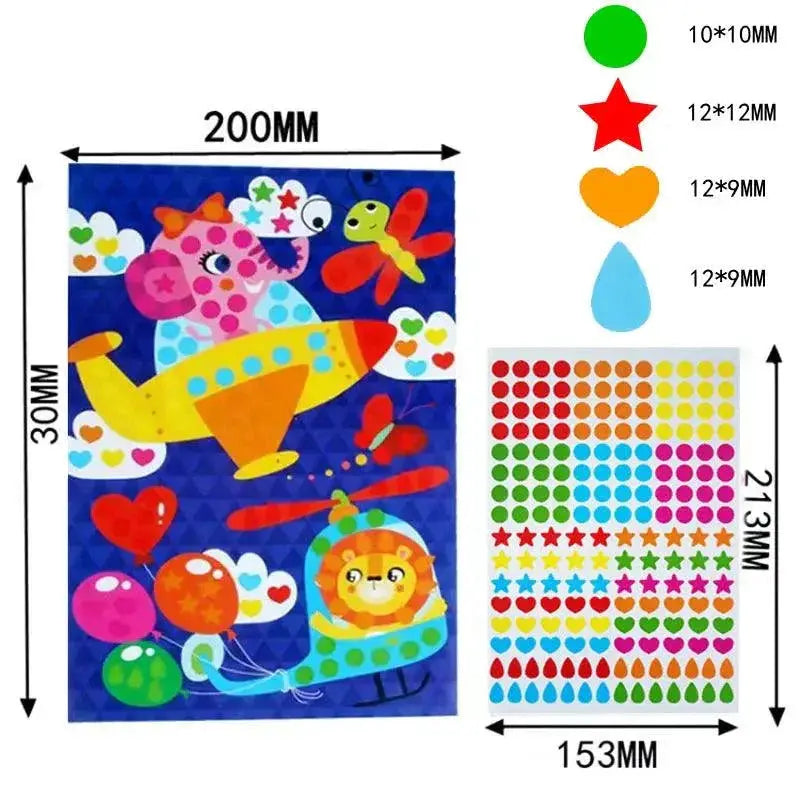 Kids Dot Coloring Book Interactive Animal Mosaic Kit