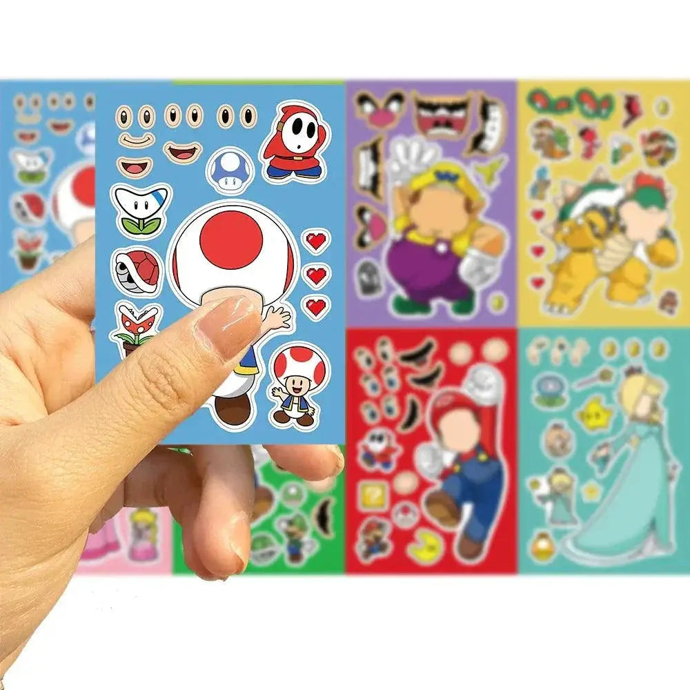 Mario Face DIY Puzzle Sticker Set For Kids Fun Gift Toy