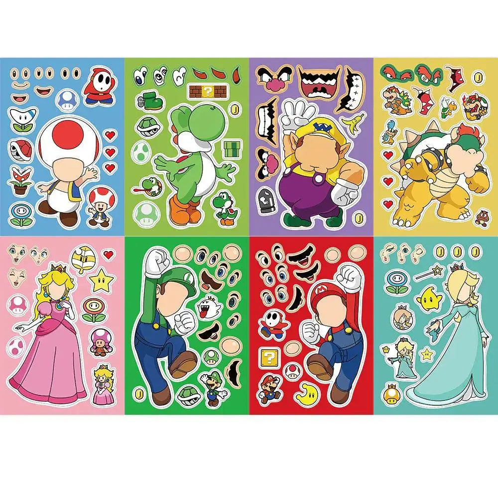 Mario Face DIY Puzzle Sticker Set For Kids Fun Gift Toy