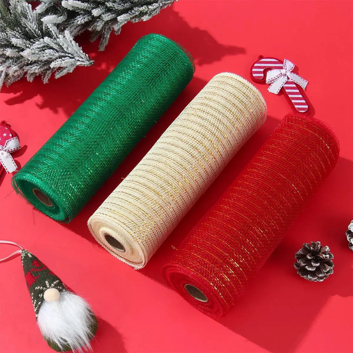 Christmas Mesh Tulle Roll For DIY Holiday Decor Crafts
