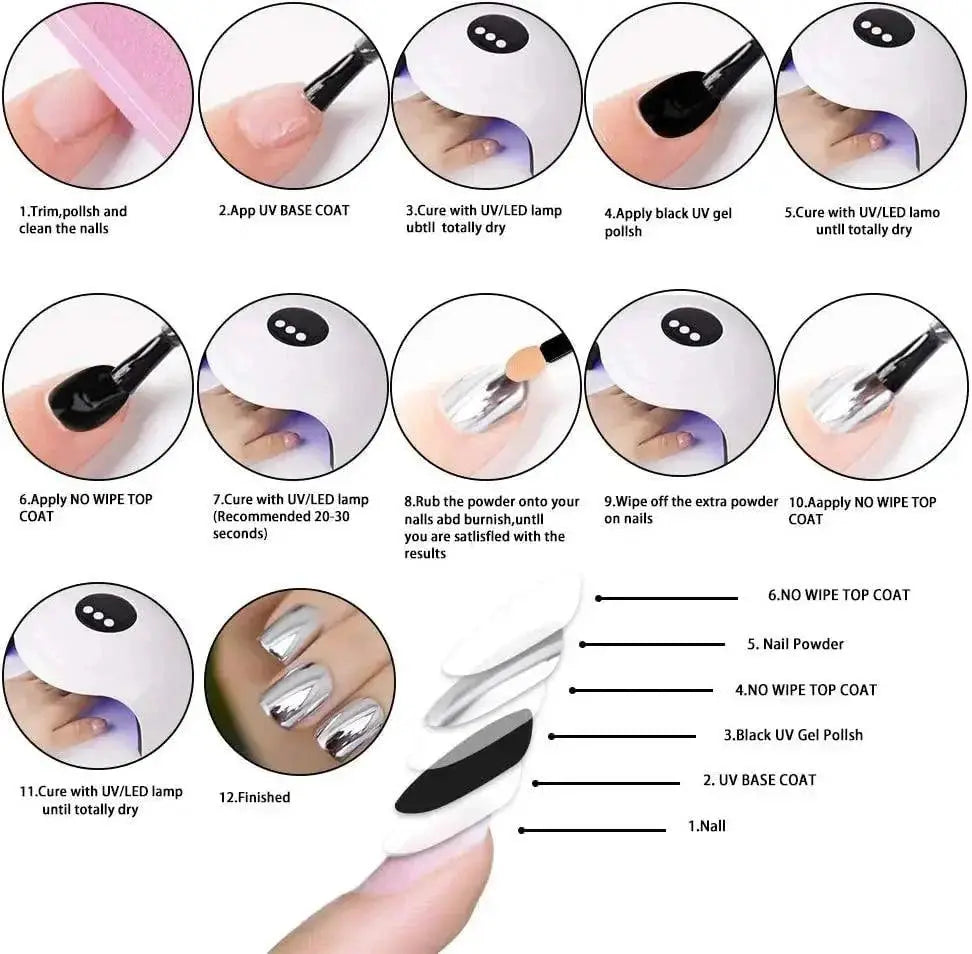 Chrome Glitter Powder Radiant Metallic Shine Nail Artistry