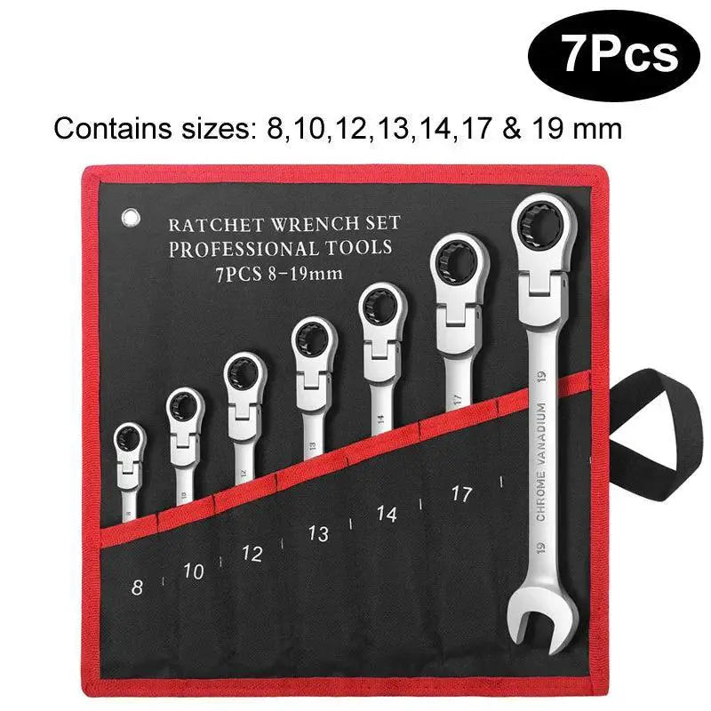 Chrome Vanadium Flex Head Ratchet Wrench Set Durable -  product image