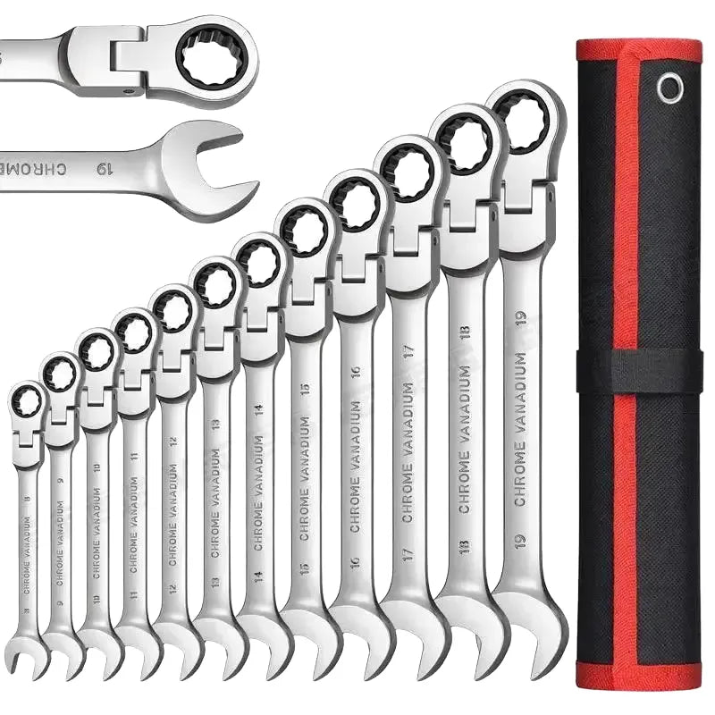 Chrome Vanadium Flex Head Ratchet Wrench Set Durable - 5Pcs product image