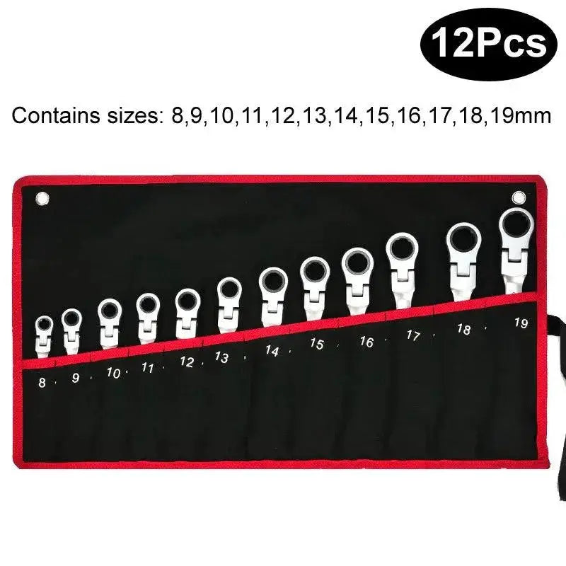Chrome Vanadium Flex Head Ratchet Wrench Set Durable -  product image