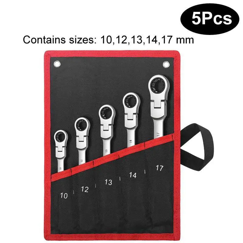 Chrome Vanadium Flex Head Ratchet Wrench Set Durable