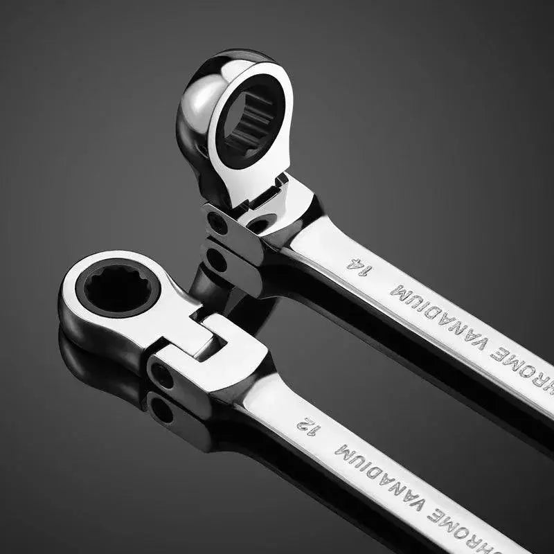 Chrome Vanadium Flex Head Ratchet Wrench Set Durable
