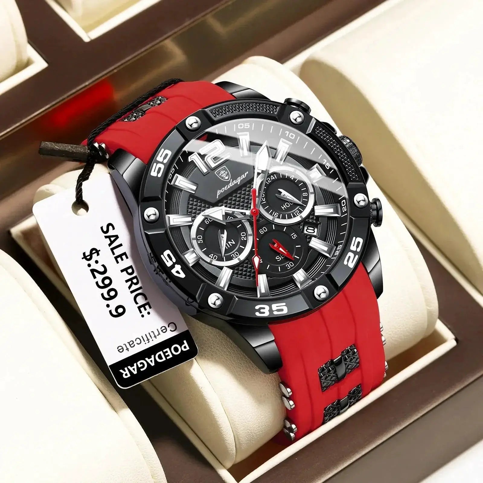 POEDAGAR Chronograph Military Quartz Watch For Men