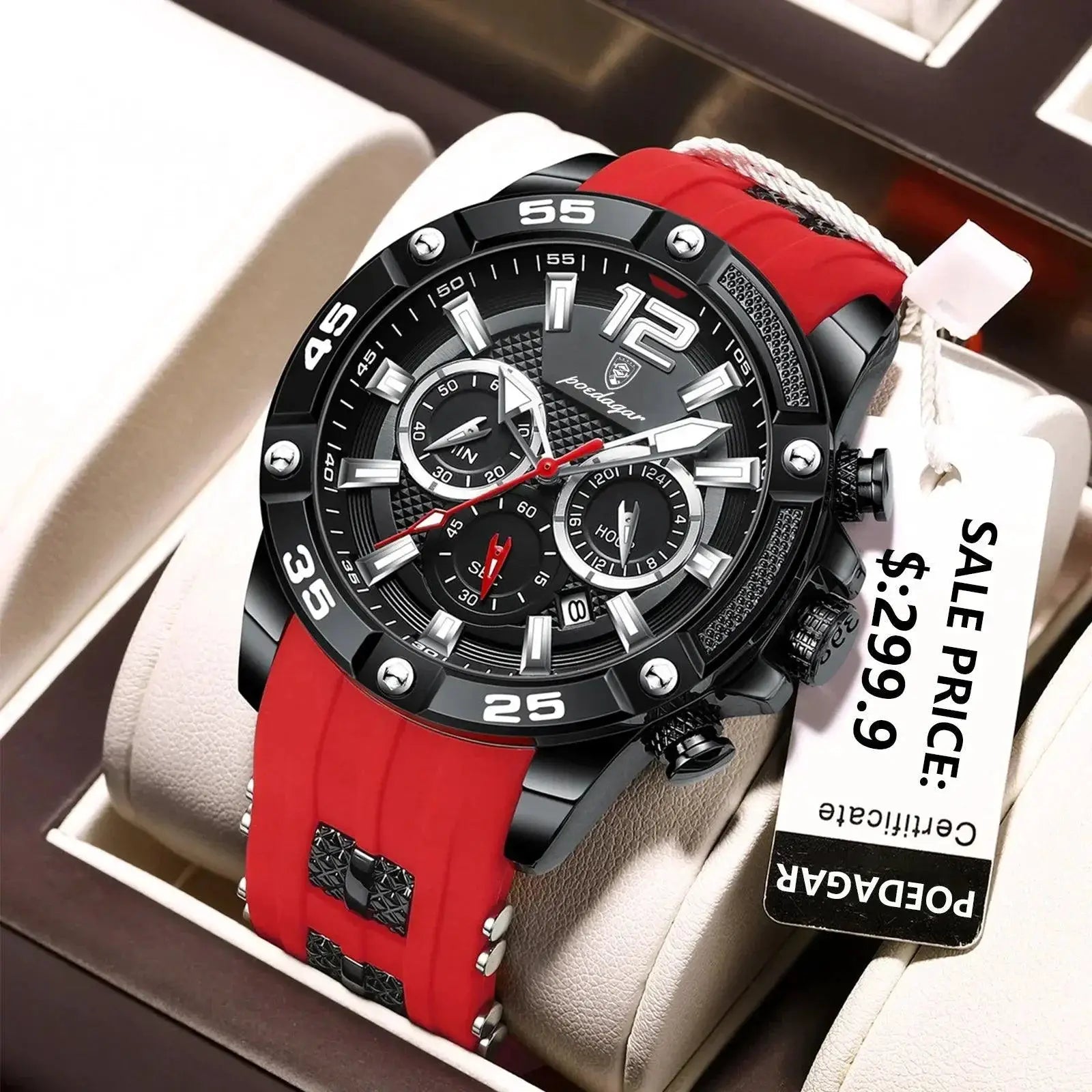 POEDAGAR Chronograph Military Quartz Watch For Men
