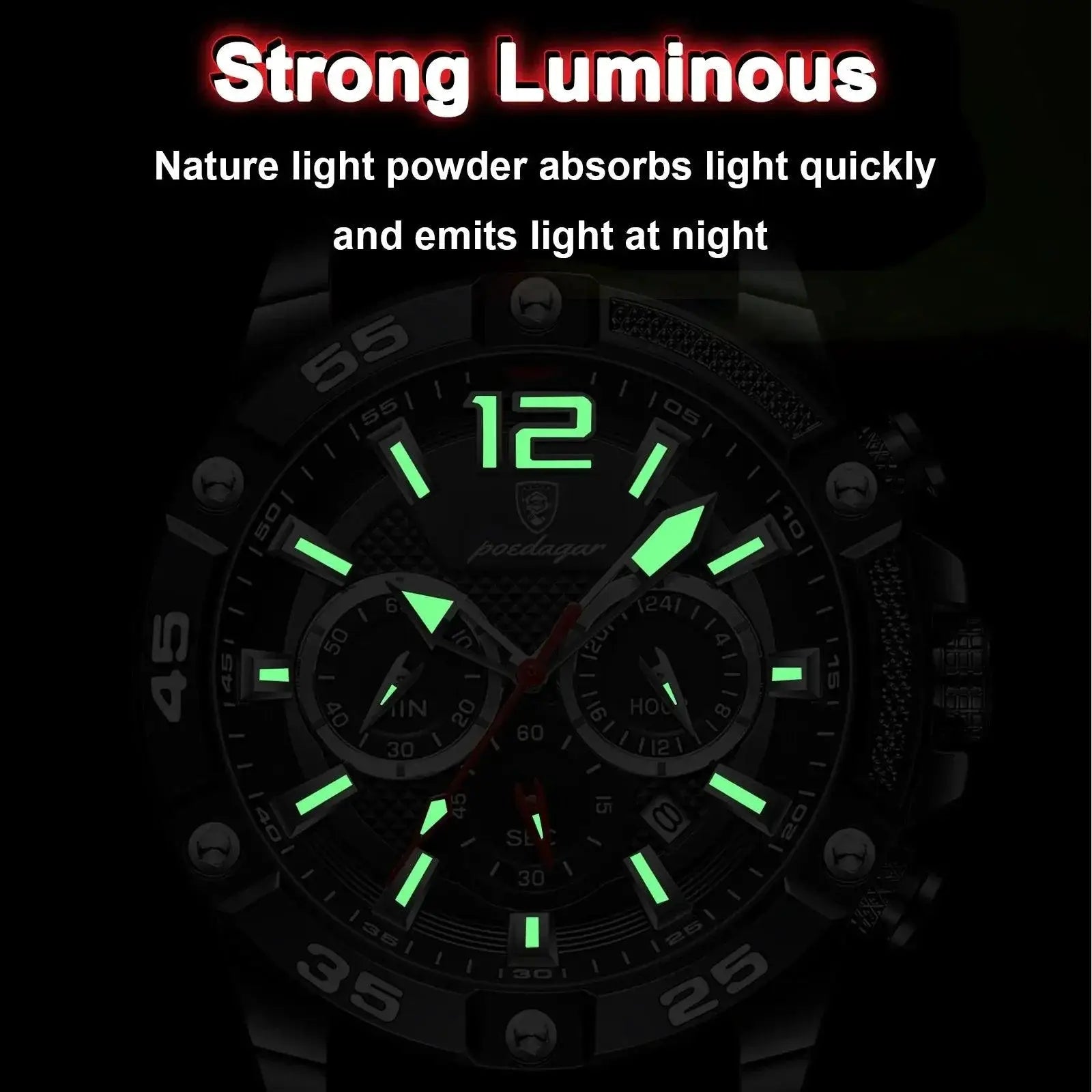 POEDAGAR Chronograph Military Quartz Watch For Men