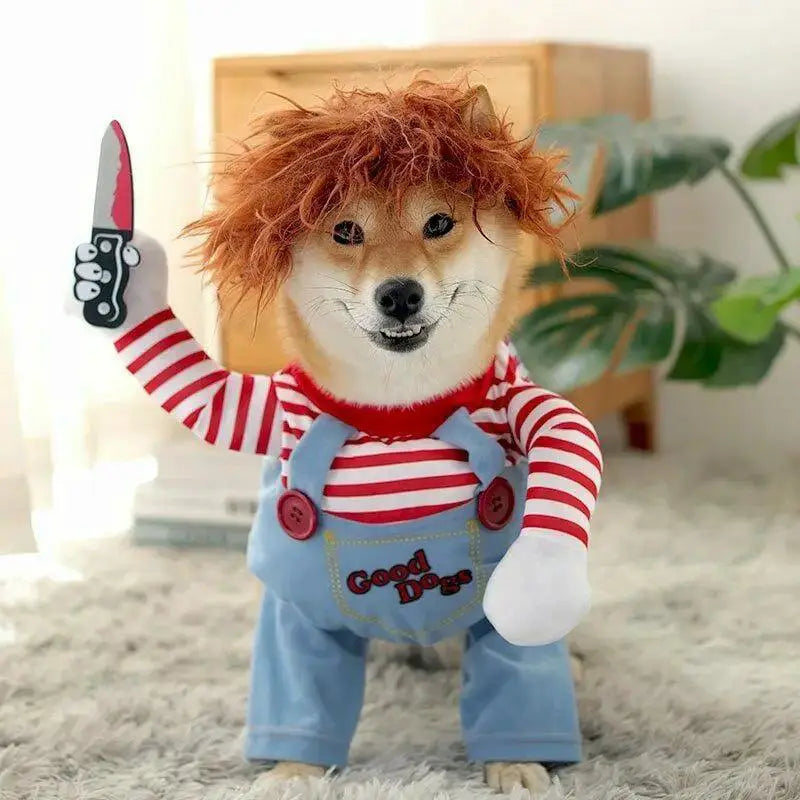 Chucky Doll Pet Costume Funny Cat Clothes For Cosplay Fun