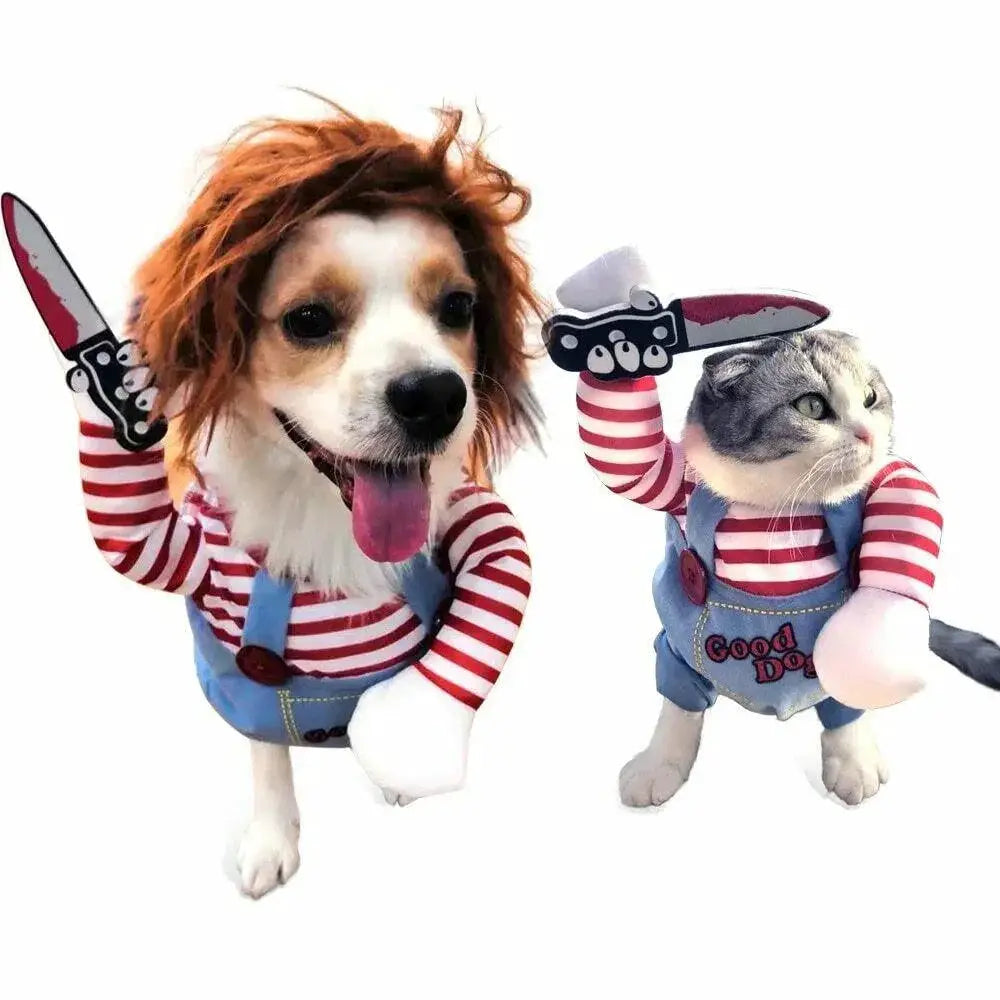 Chucky Doll Pet Costume Funny Cat Clothes For Cosplay Fun