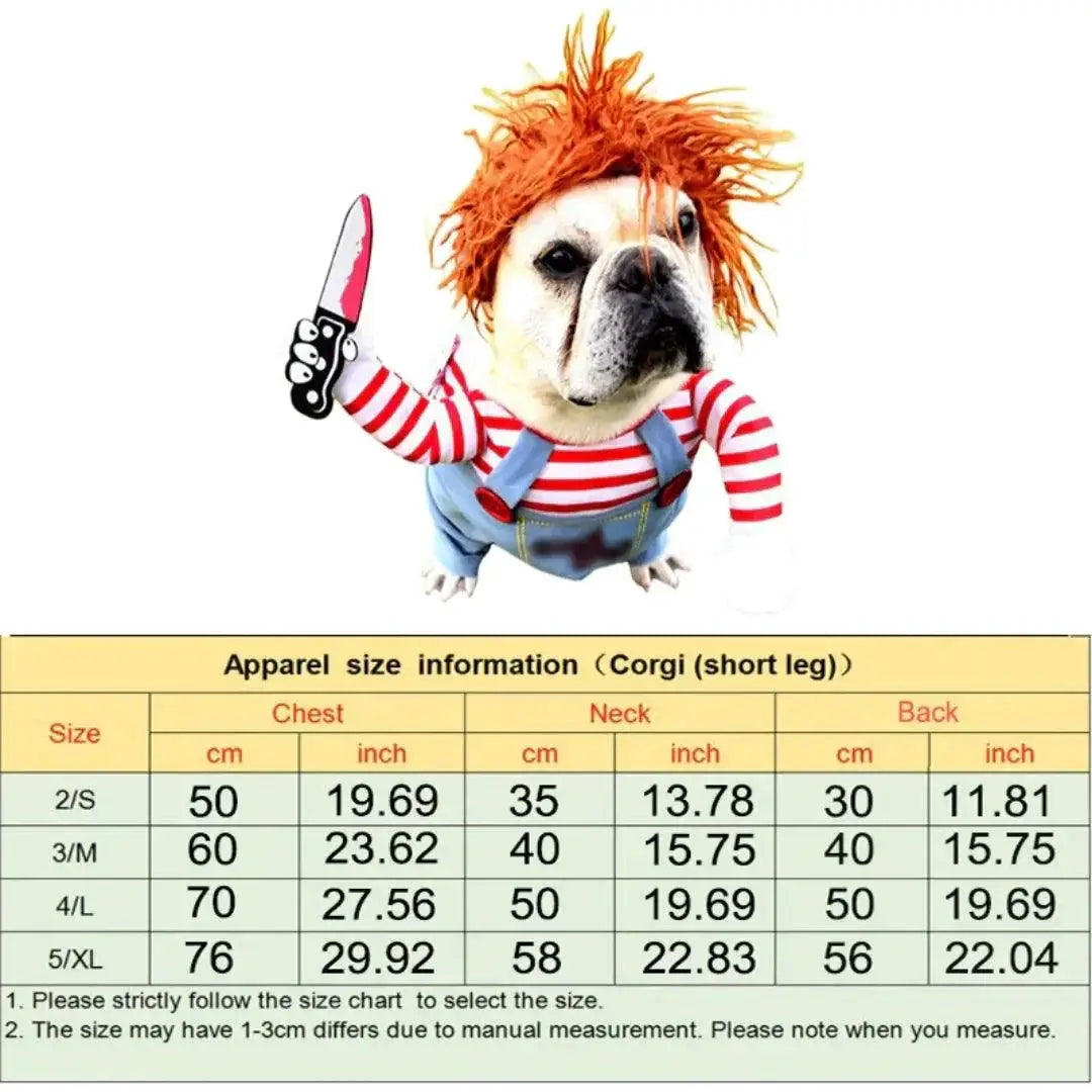 Chucky Doll Pet Costume Funny Cat Clothes For Cosplay Fun