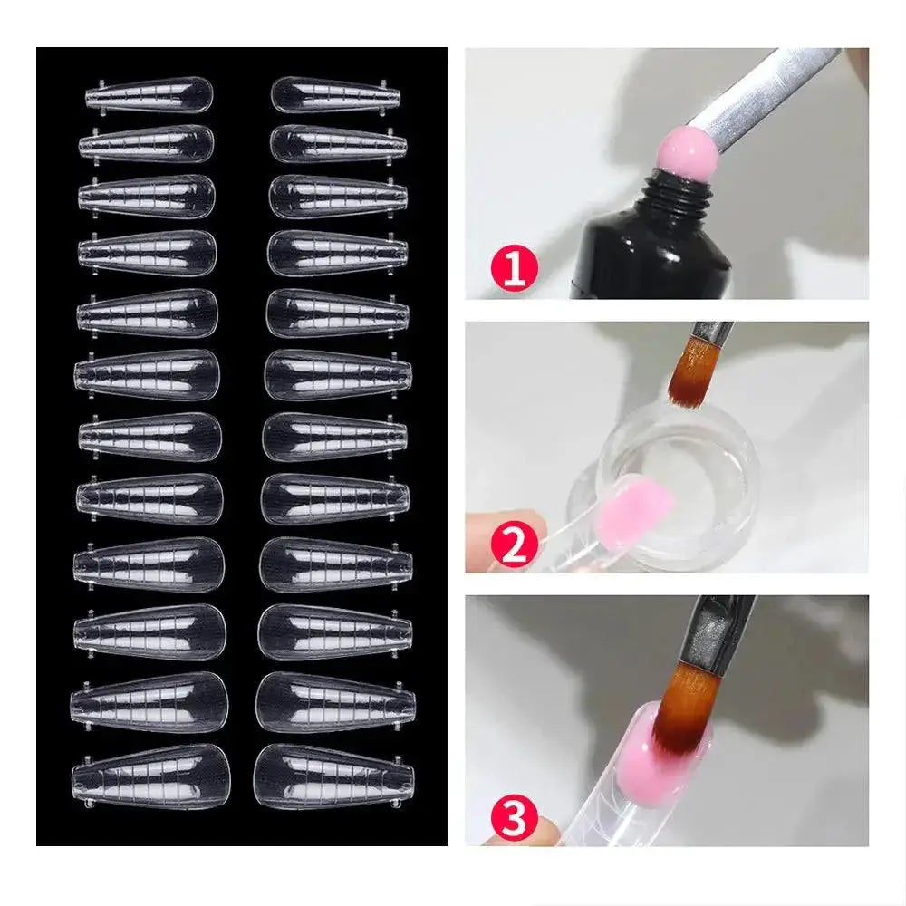Clear Poly Gel Ballerina Nail Tips Easy Application