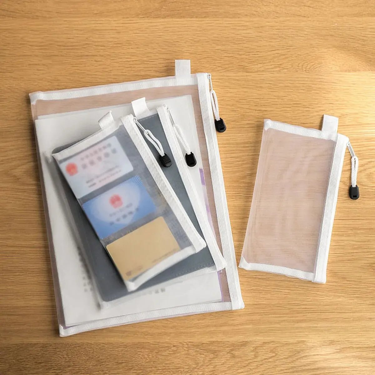 ClearPack Nylon Mesh Zipper Pouches Set A4 A5 A6 - Transparent Breathable Storage