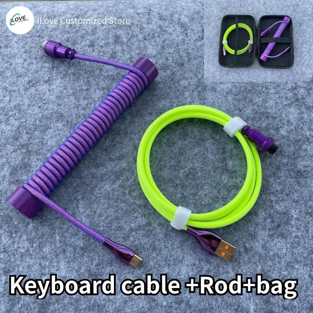 Coiled USB C Keyboard Cable Premium Wired For Gaming