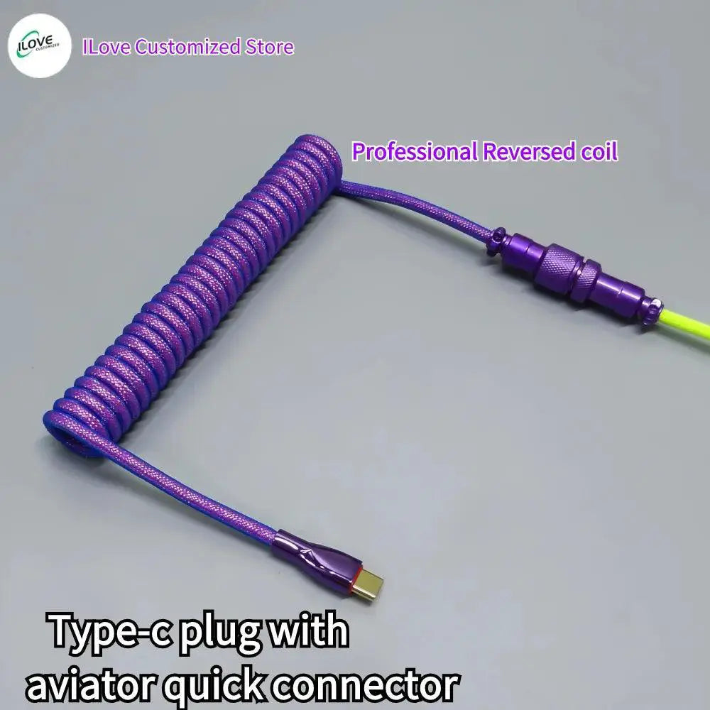 Coiled USB C Keyboard Cable Premium Wired For Gaming