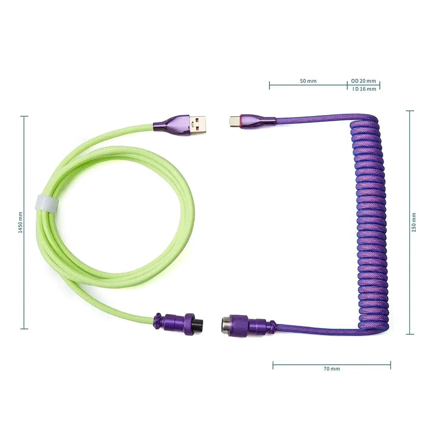 Coiled USB C Keyboard Cable Premium Wired For Gaming