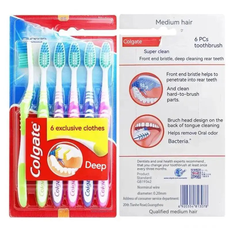 Colgate Soft Bristle Family Toothbrush Set 6 Pack Essentials