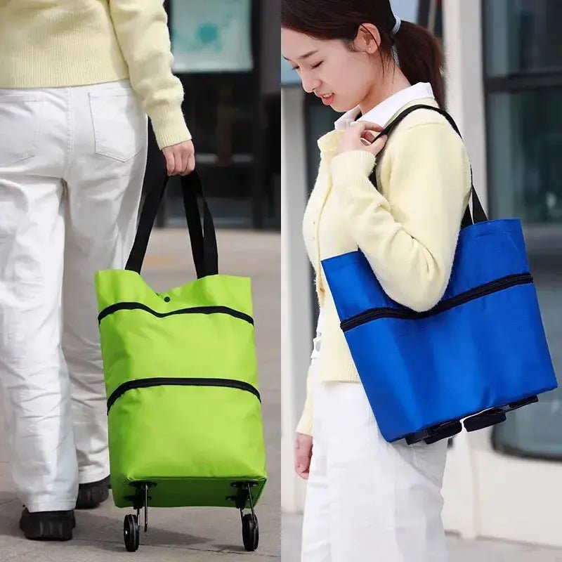 Collapsible Wheeled Shopping Cart For Home Grocery Eco Friendly Foldable Trolley