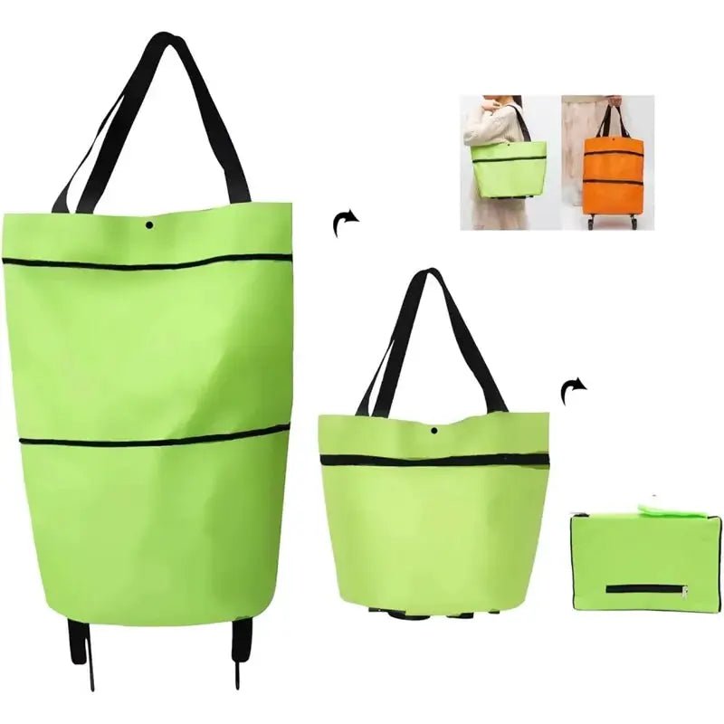 Collapsible Wheeled Shopping Cart For Home Grocery Eco Friendly Foldable Trolley