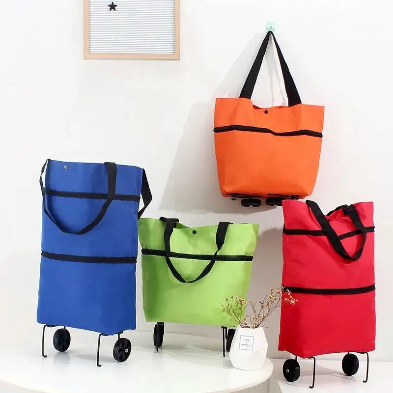 Collapsible Wheeled Shopping Cart For Home Grocery Eco Friendly Foldable Trolley
