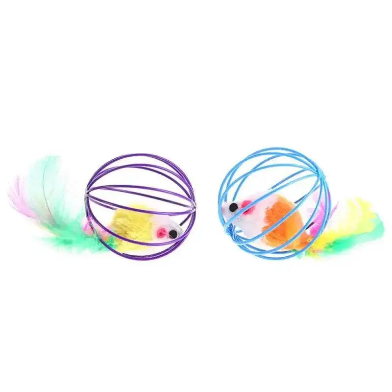 Colorful Cat Teaser Wand With Bell Mouse Toy For Pets