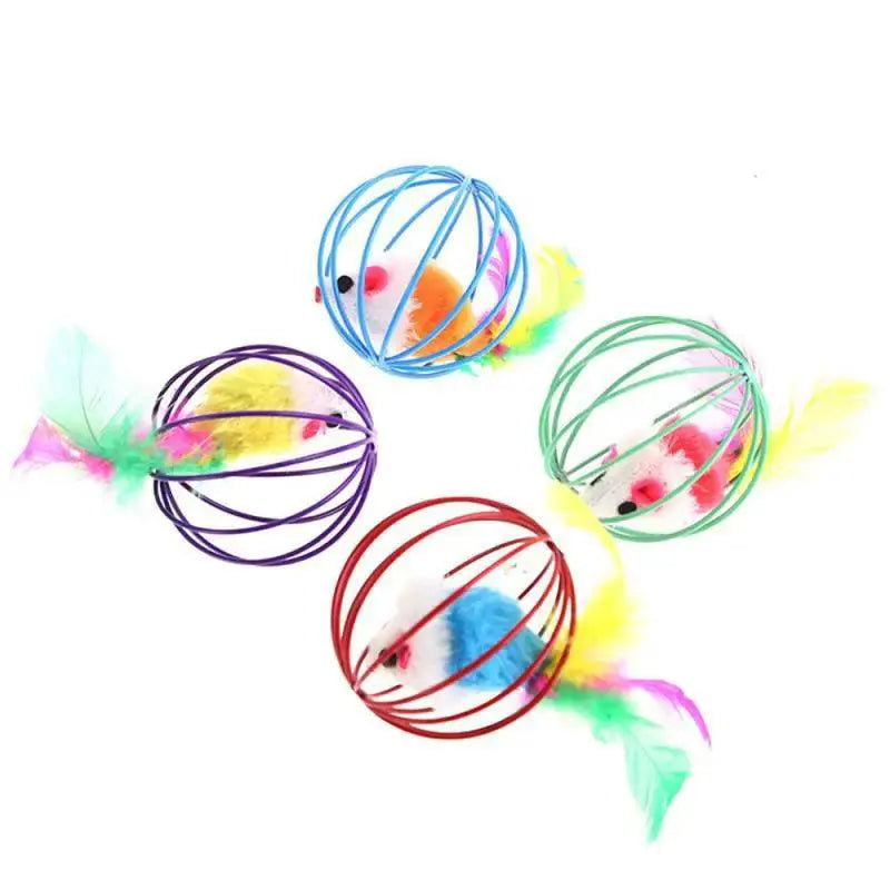 Colorful Cat Teaser Wand With Bell Mouse Toy For Pets