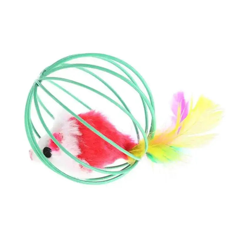 Colorful Cat Teaser Wand With Bell Mouse Toy For Pets