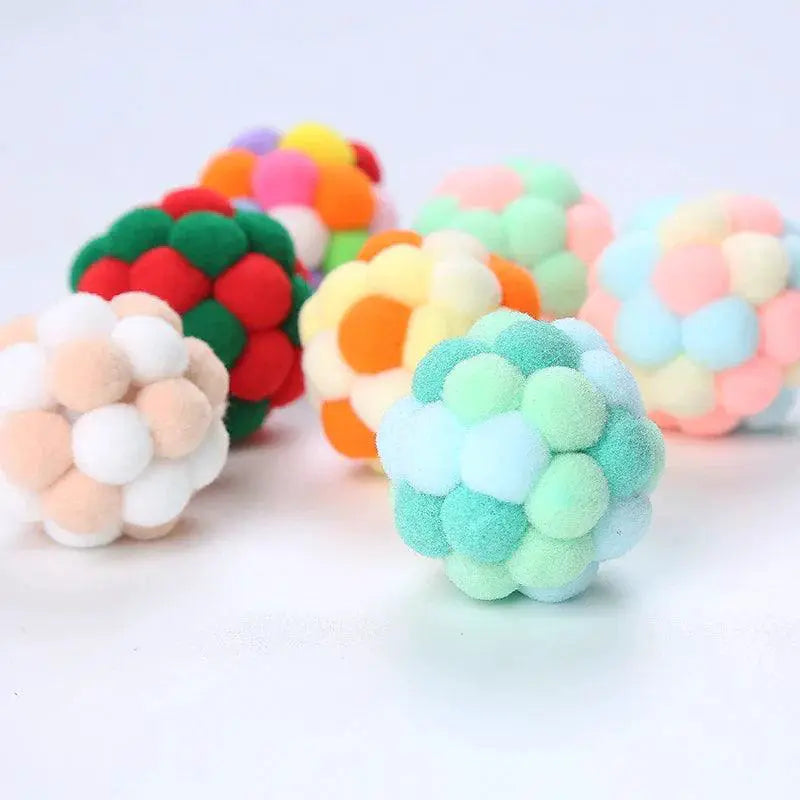 Colorful Handmade Bell Ball Cat Toy For Chase And Play