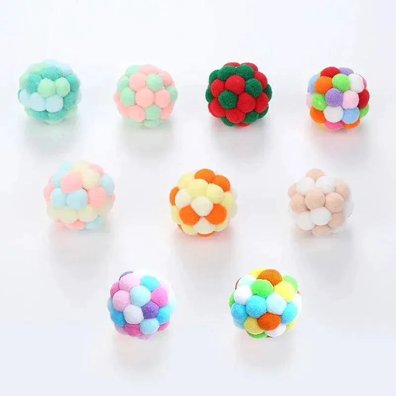 Colorful Handmade Bell Ball Cat Toy For Chase And Play