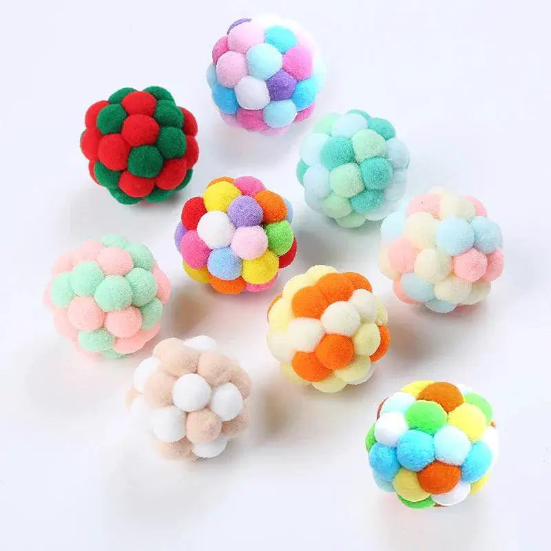 Colorful Handmade Bell Ball Cat Toy For Chase And Play