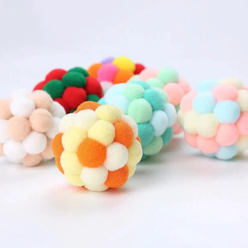 Colorful Handmade Bell Ball Cat Toy For Chase And Play