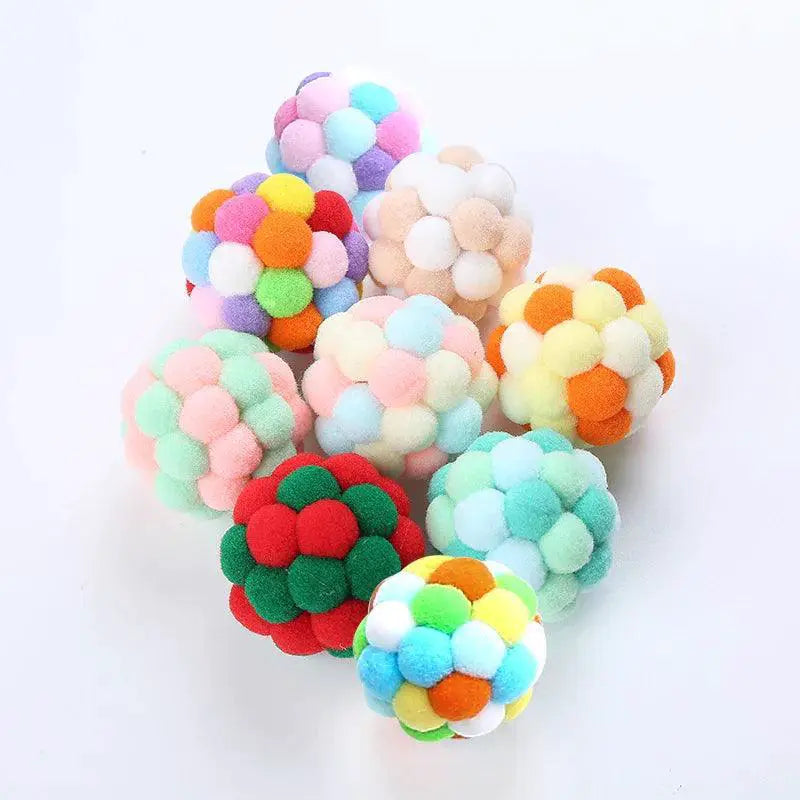 Colorful Handmade Bell Ball Cat Toy For Chase And Play
