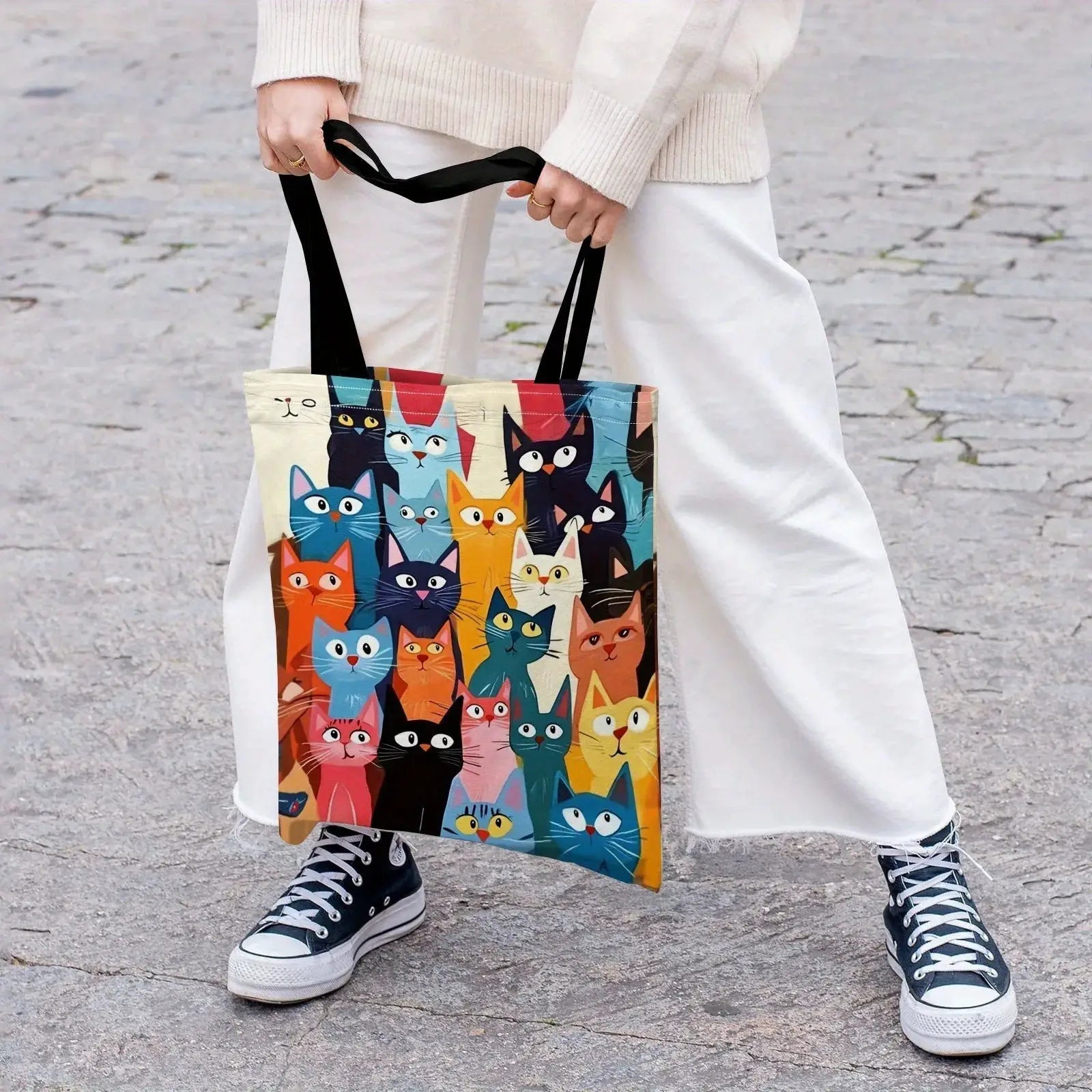 Colorful Kitten Printed Handbag And Backpack 40x40cm Multifunctional Everyday Use