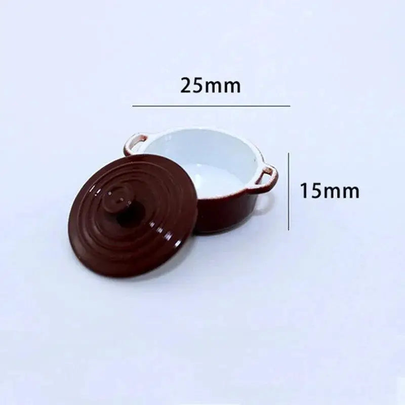 Colorful Miniature Metal Soup Pot for Dollhouse Kitchen