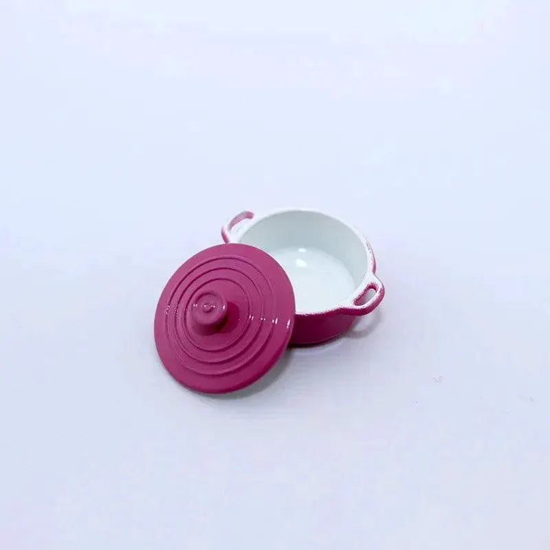 Colorful Miniature Metal Soup Pot for Dollhouse Kitchen