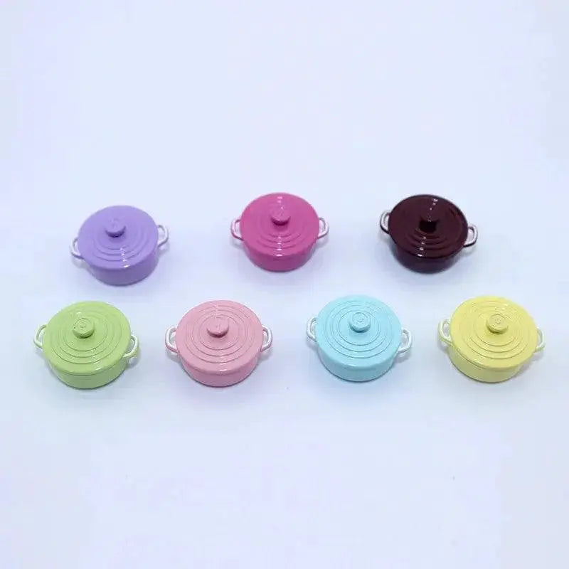 Colorful Miniature Metal Soup Pot for Dollhouse Kitchen