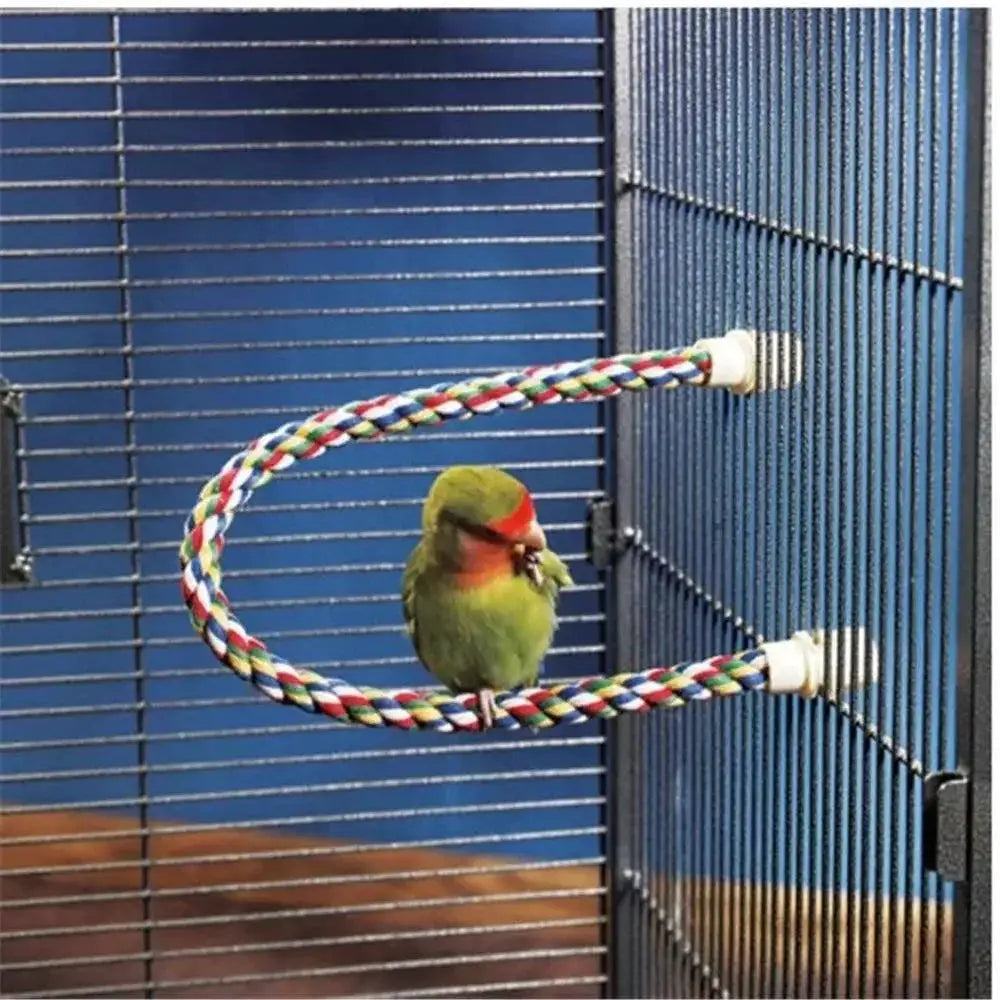 Colorful Parrot Rope Hanging Swing Bird Cage Toy Accessories