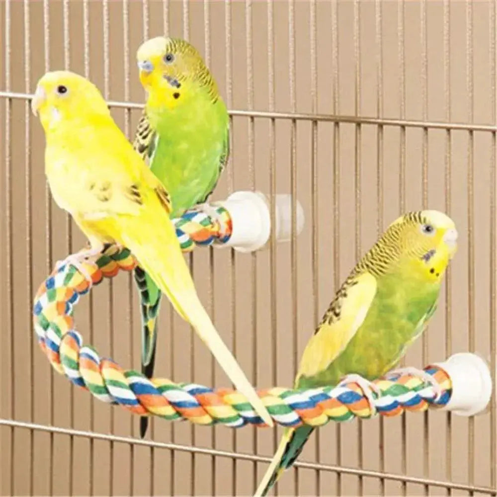 Colorful Parrot Rope Hanging Swing Bird Cage Toy Accessories
