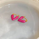 Colorful Pink Heart Hoop Earrings For Women Fashion Jewelry