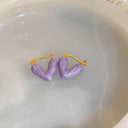 Colorful Pink Heart Hoop Earrings For Women Fashion Jewelry