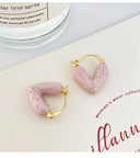 Colorful Pink Heart Hoop Earrings For Women Fashion Jewelry