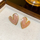 Colorful Pink Heart Hoop Earrings For Women Fashion Jewelry