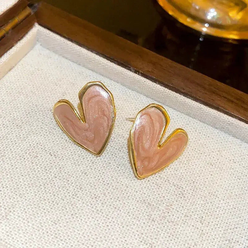 Colorful Pink Heart Hoop Earrings For Women Fashion Jewelry