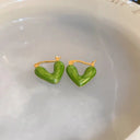 Colorful Pink Heart Hoop Earrings For Women Fashion Jewelry
