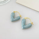 Colorful Pink Heart Hoop Earrings For Women Fashion Jewelry