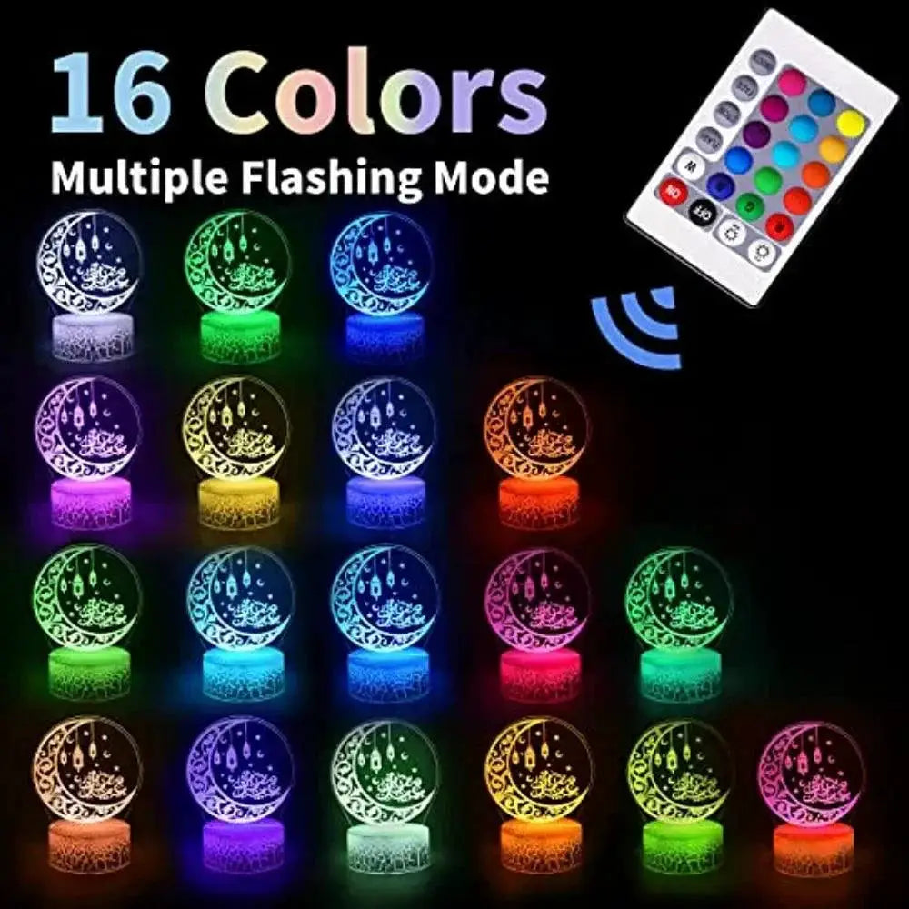 Colorful Remote Controlled 3D Acrylic LED Nightlight Kids