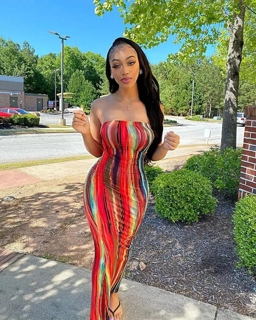 Colorful Tie Dye Maxi Dress Off Shoulder Style For Summer