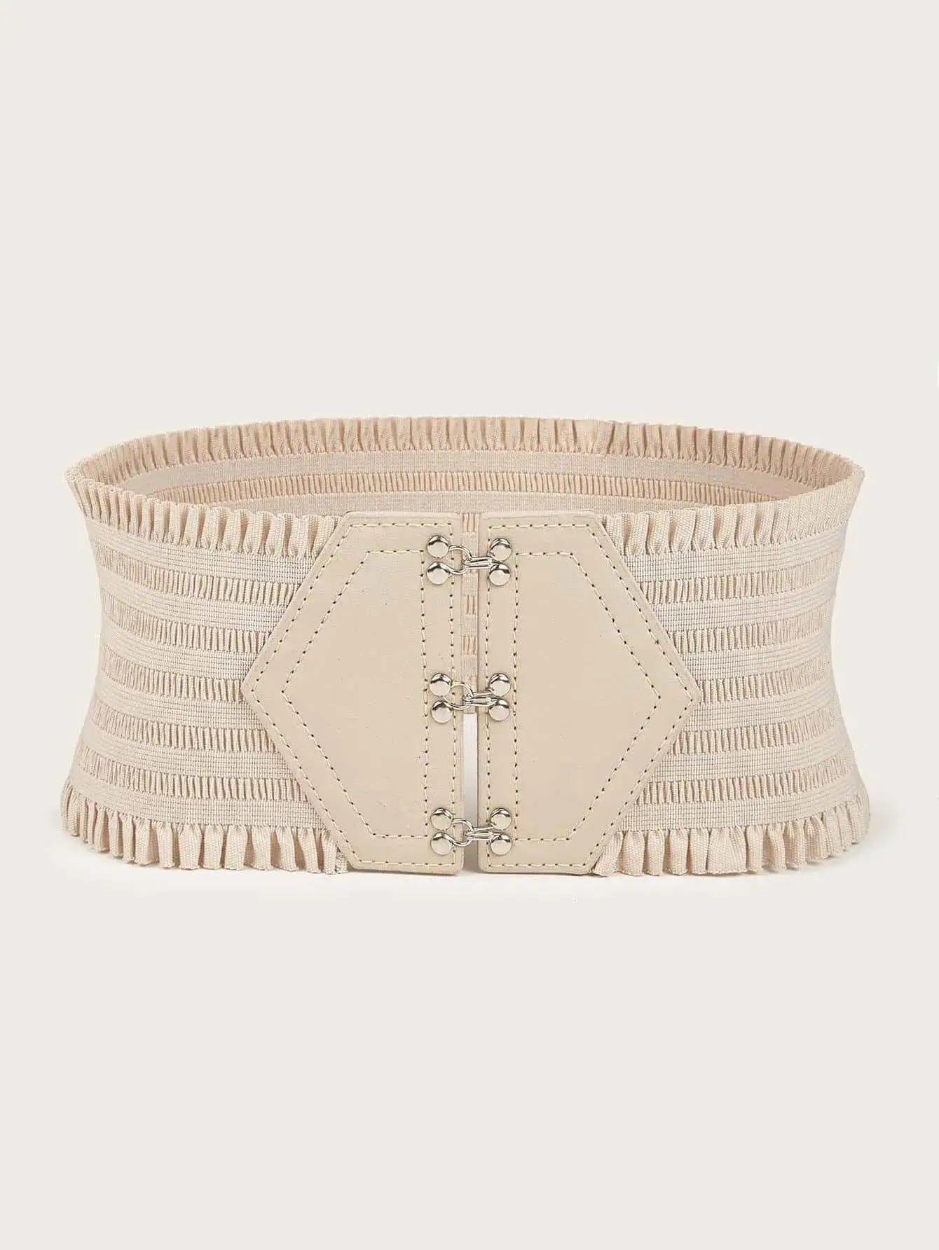 Colorful Triple Buckle Ruffles Belt For Stylish Waist Girdle