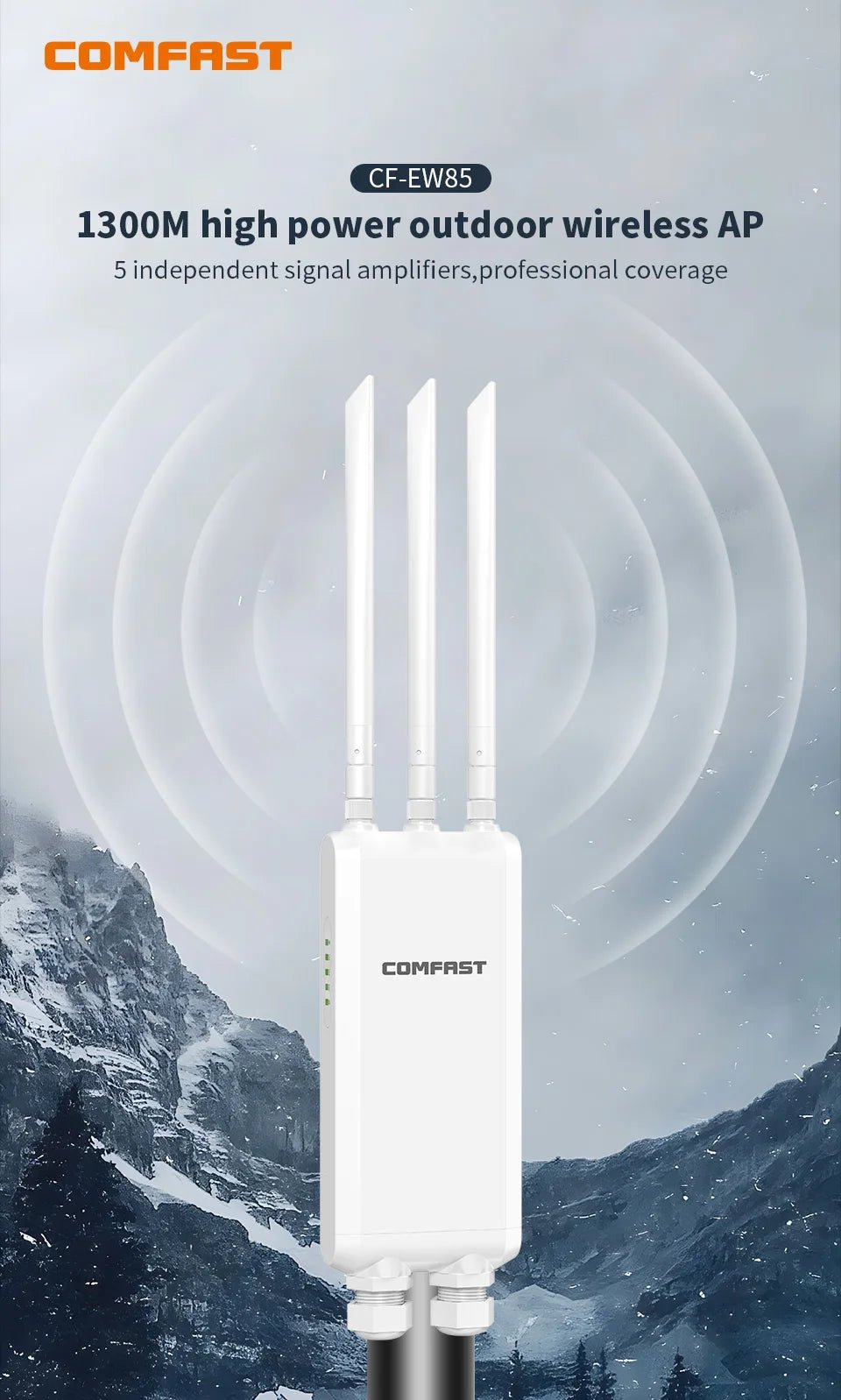 COMFAST CF - EW74V2 Outdoor Dual - Band Access Point - 1200Mbps IP66 Waterproof PoE.